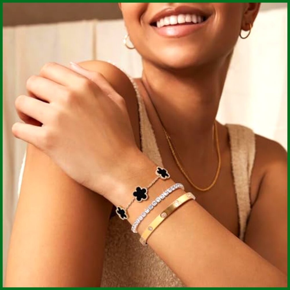 Stackable Gold Plated Bracelets Set - 3pcs Stainl… - image 3